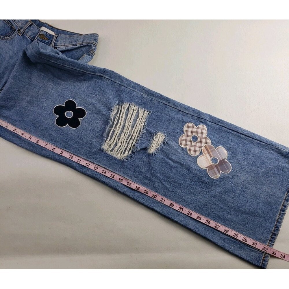 BDG Wide Leg Skater Jean Womens 27 Blue Urban Outfitters Baggy Daisy Distressed - Picture 15 of 15